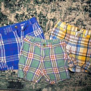 Toddler Janie and Jack Plaid Kids Shorts - Blue, Green, Yellow Set of 3